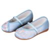 Blue - Chinese Traditional Embroidery Shoes Girls Ballet Flats Slip On Shoes