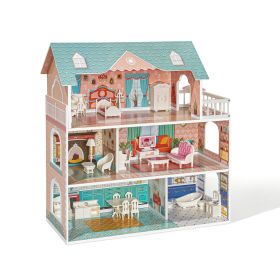 Modern Wooden Dollhouse for Kids, Birthday Presents for Toddler 3+