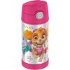 Thermos Funtainer 12 Ounce Stainless Steel Vacuum Insulated Kids Straw Bottle, Paw Patrol [Pink]