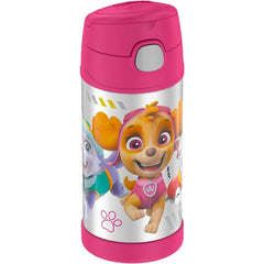 Thermos Funtainer 12 Ounce Stainless Steel Vacuum Insulated Kids Straw Bottle, Paw Patrol [Pink]