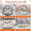 4 In 1 Baby Gym Play Mat Ball Pit Baby Lounger Safety Fence Tummy Time Mat Baby Activity Center with Pillow 18 Balls 9 Toys for 0-3 Years Old