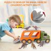 (Do Not Sell on Amazon) Car Truck Toy for 3/4/5/6 Years Old Boys and Girls, Dinosaur Transport Truck Including T-Rex, Pterodactyl, Brachiosaurus, for