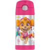 Thermos Funtainer 12 Ounce Stainless Steel Vacuum Insulated Kids Straw Bottle, Paw Patrol [Pink]