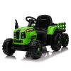 Ride on Tractor with Trailer,12V Battery Powered Electric Tractor Toy w/Remote Control,electric car for kids,Three speed adjustable,Power display, USB