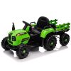 Ride on Tractor with Trailer,12V Battery Powered Electric Tractor Toy w/Remote Control,electric car for kids,Three speed adjustable,Power display, USB