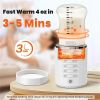 Portable Baby Bottle Warmer;  Rechargeable Milk Warmer with 3 Bottle Adapters;  Breast Milk/Water Heating;  Multiple Temperature Setting;  Fast Heatin