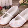 White - Chinese Traditional Embroidery Shoes Girls Ballet Flats Slip On Shoes