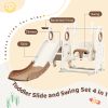 4 in 1 Toddler Slide and Swing Set, Kids Playground Climber Slide Playset with Basketball Hoop,Freestanding Combination for babies