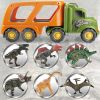 (Do Not Sell on Amazon) Car Truck Toy for 3/4/5/6 Years Old Boys and Girls, Dinosaur Transport Truck Including T-Rex, Pterodactyl, Brachiosaurus, for