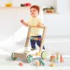 ROBOTIME Wooden Baby Push Walker Toy with Blocks Learning Walker Toddler