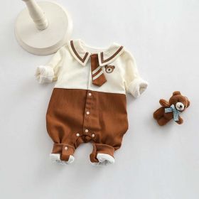 Baby Girl Cartoon Bear Embroidered Pattern College Style Kids Valentine's Day Clothes (Color: Apricot, Size/Age: 90 (12-24M))