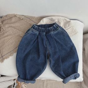 Baby Demin Blue Loose Quality Fashion Spring Autumn Pants (Color: Blue, Size/Age: 80 (9-12M))