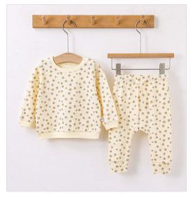 Baby Boy And Girl Print Pattern Cotton Hoodie Combo Trousers Sets (Color: Apricot, Size/Age: 100 (2-3Y))