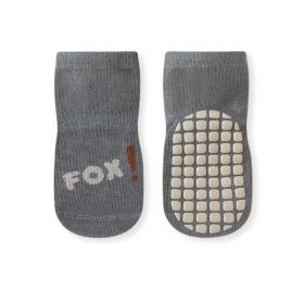 Baby Cartoon Graphic Non-Slip Floor Socks In Autumn (Color: Grey, Size/Age: M (1-3Y))