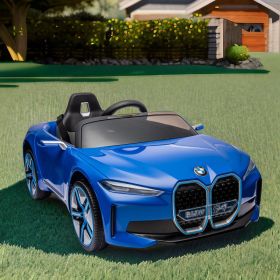 Licensed BMW I4,12v Kids ride on car 2.4G W/Parents Remote Control,electric car for kids,Three speed adjustable,Power display, USB,MP3 ,Bluetooth,LED (Color: Blue)