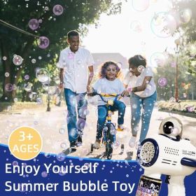 Bubble Gun, Space Bubble Machine For Kids Toddlers, Leak Proof Design, Automatic Bubble Blower Maker With Light And Bubble Solution, Summer Outdoor To (Color: Blue)