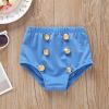 Baby Girl Striped Pattern Bow Tie Design Belted Tops Combo Shorts Swimwear