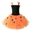 Children's Halloween Pumpkin Tutu Dress With 3-Pieces Jewelry