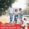 Bubble Gun, Space Bubble Machine For Kids Toddlers, Leak Proof Design, Automatic Bubble Blower Maker With Light And Bubble Solution, Summer Outdoor To