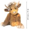 Zasekb Scottish Highland Cow Plush; Realistic Cow Stuffed Animals Soft Farm Plushie; Cuddly Highland Cow Accompany Plush Decorative Pillow Birthday Gi