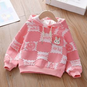 Baby Girl Slogan Print Pattern Long Sleeve Hooded Sweatshirt (Color: Pink, Size/Age: 120 (5-7Y))