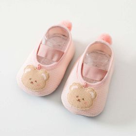 Baby Girl Cartoon Pattern Non-Slip Toddler Shoes With Tail Design Floor Socks (Color: Light Pink, Size/Age: XS (0-6M))